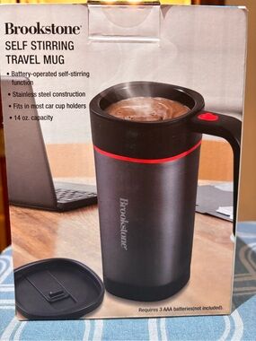 Brookstone Black Travel Mug with Red Accent